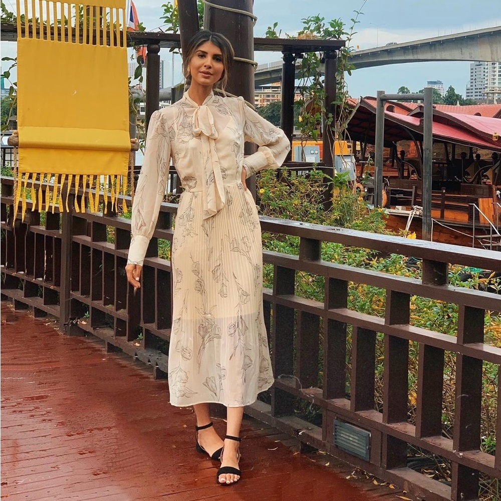 Light Cream Floral Dress with Slip